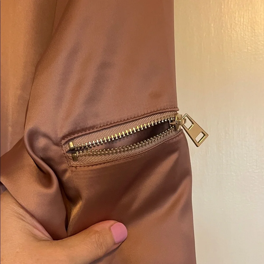 Satiny Dusty Pink Bomber Jacket - Picture 6 of 11